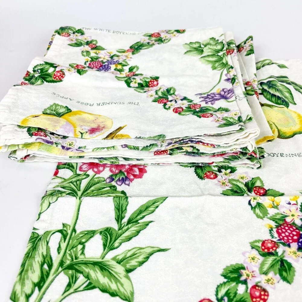Wilton Court Square Cotton Napkins Set Of 8 With Floral & Fruit Design